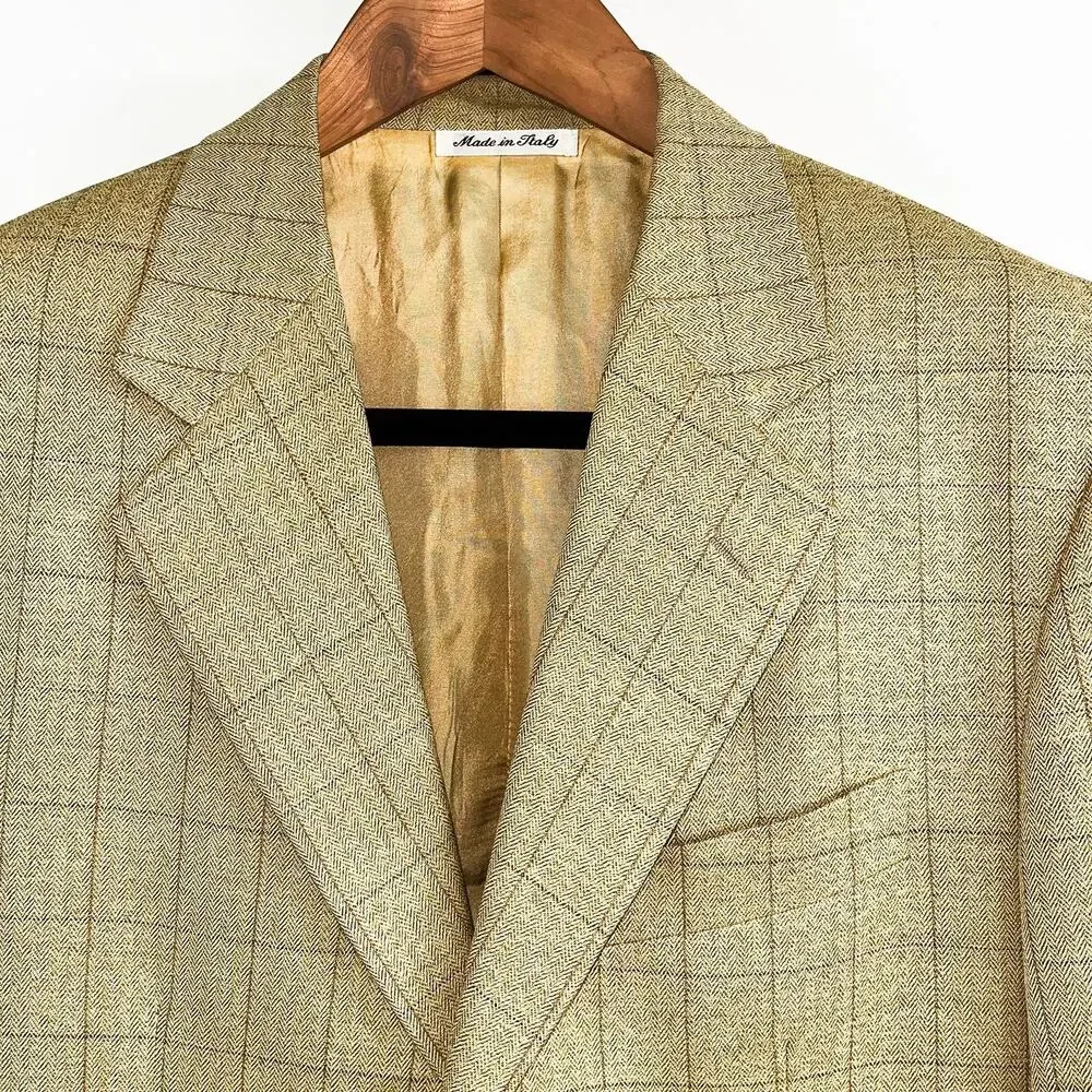 Pal Zileri Mens Italian Wool Blazer Sport Coat Office Preppy- Tan, Size 44R